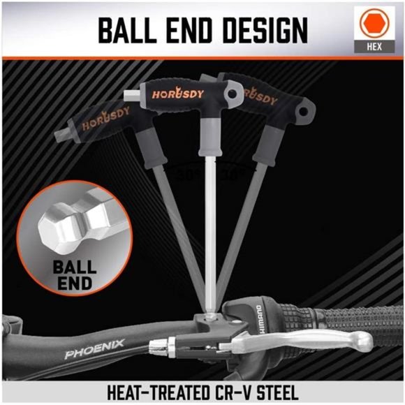 18-Piece T-Handle allen wrench set, Inch/Metric Long Arm Ball End Hex Key Wrench - Picture 6 of 7